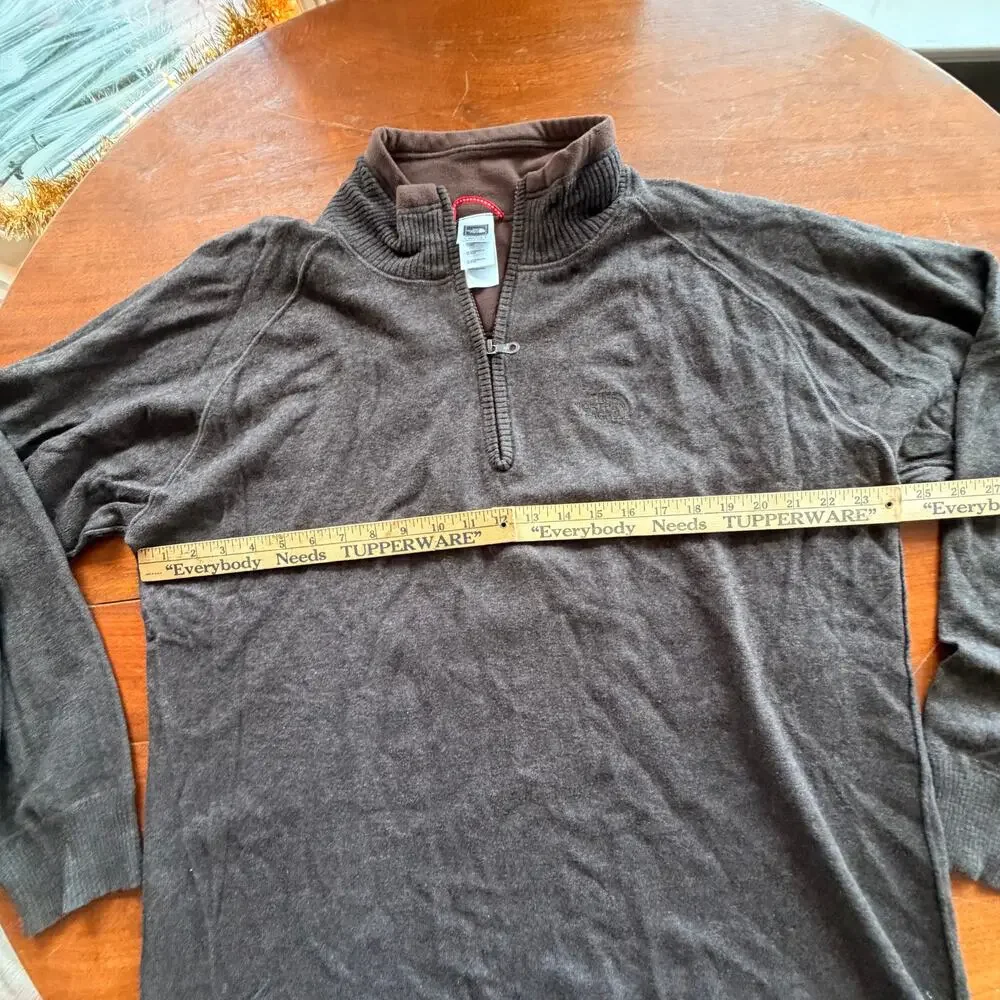 THE NORTH FACE mens XXL‎ Pullover Sweater 1/4 Zip Brown wool blend